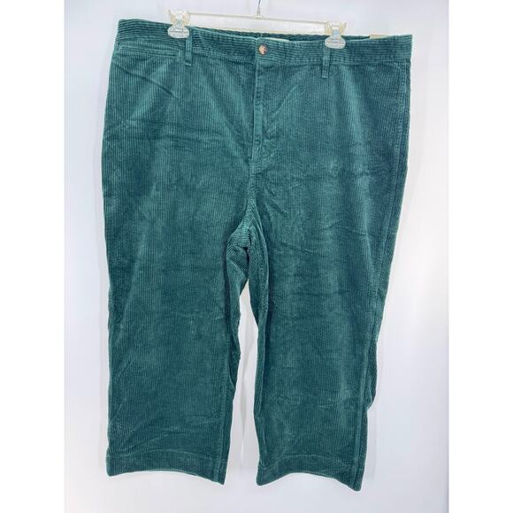 Madewell Womens Slim-Fit Corduroy High Rise  Pants Single Button Size W37 Green - Picture 1 of 5